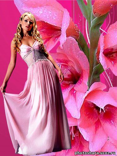 Женский шаблон для фотошоп - Блондинка в розовом цвете